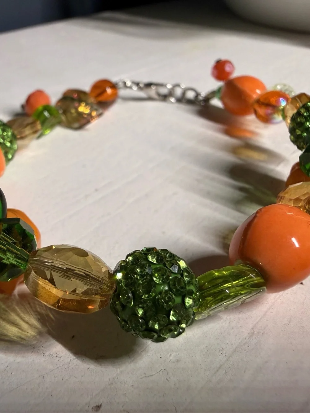 Handmade Glass Pumpkin Patch Beaded Statement Bracelet | Autumn Fall Halloween